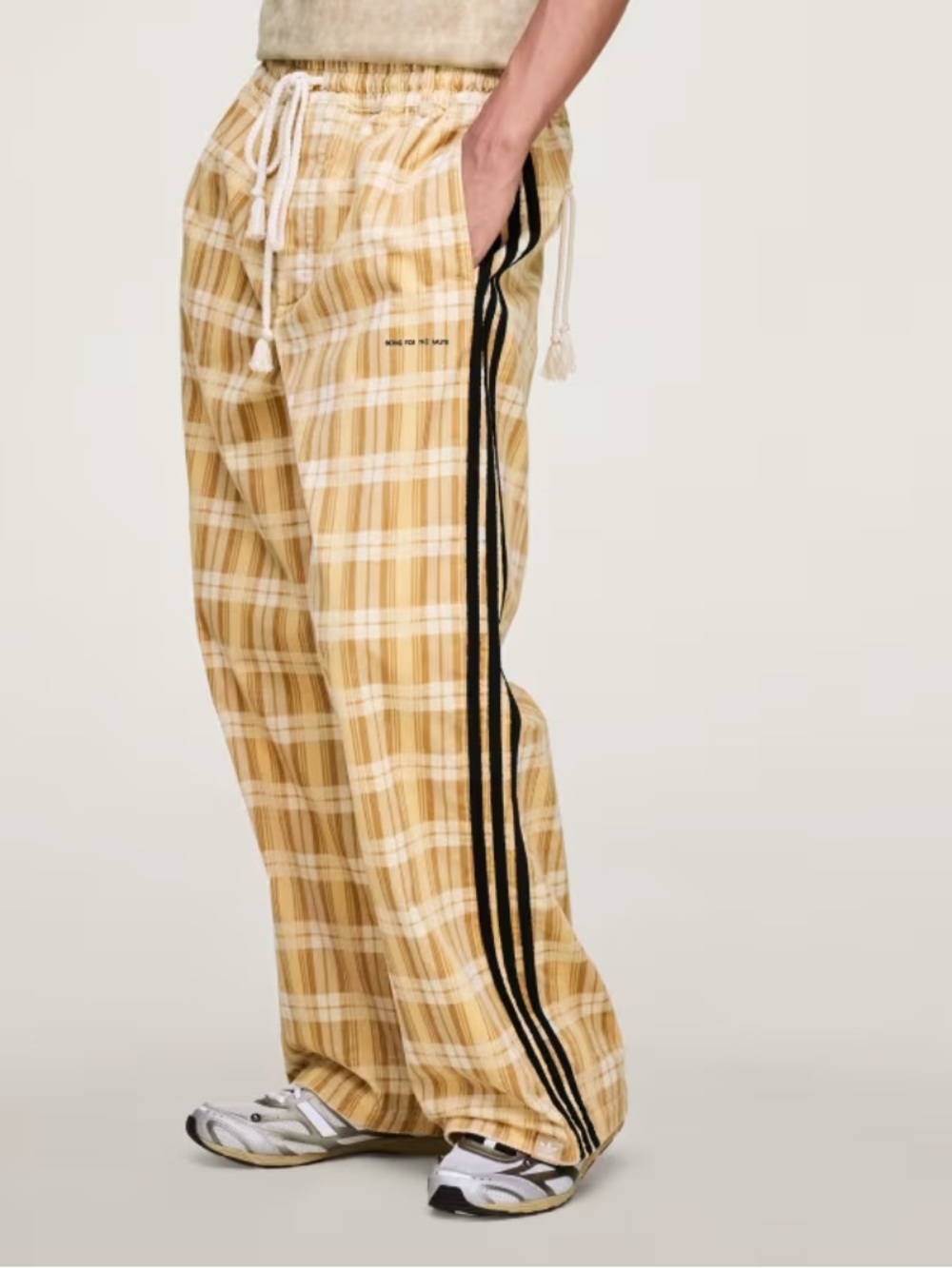 adidas X Song For The Mute ADI006 Plaid  Pants with Black Side Stripes Sz S